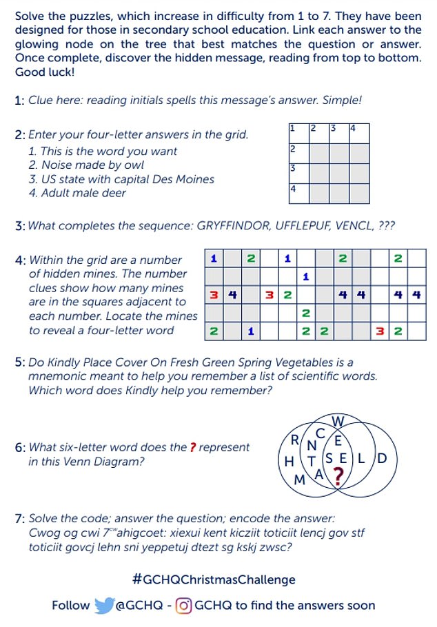 Among the questions was a Harry Potter-themed test, along with a number grid that, when solved, revealed a four-letter word