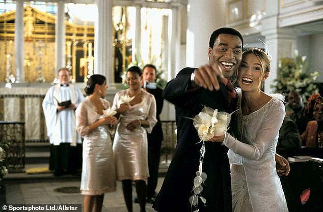 The screenwriter, 67, is known for writing 2003's Love Actually, which follows eight different couples during the holidays (Pictured: Keira Knightley and Chiwetel Ejiofor in the film)