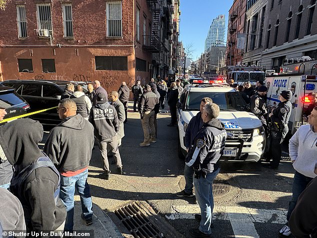 There is a huge police presence in the Lower East Side of Manhattan