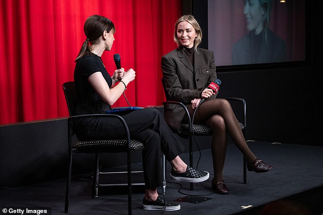 At one point, the beauty was seen laughing as she spoke to the moderator in front of a live audience