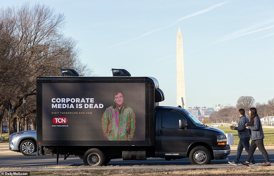 Fans are encouraged to sign up on his site for $72 per year to access the “exclusive content” with a “limited time offer” to “become a founder.”  The billboards can be seen in front of the Washington Monument