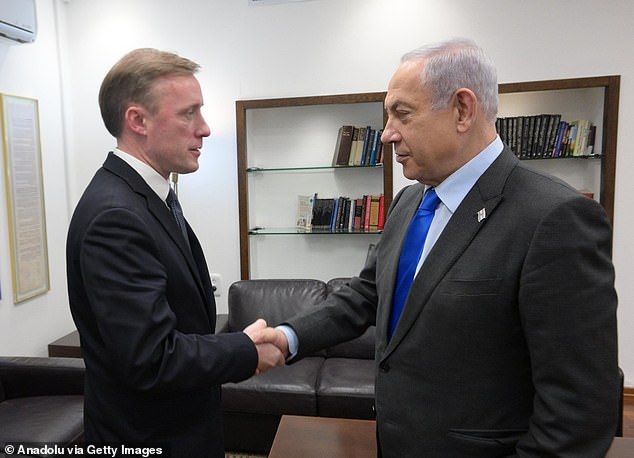 Joe Biden's National Security Advisor Jake Sullivan (left) met with Israeli Prime Minister Benjamin Netanyahu (right) in Tel Aviv on Thursday