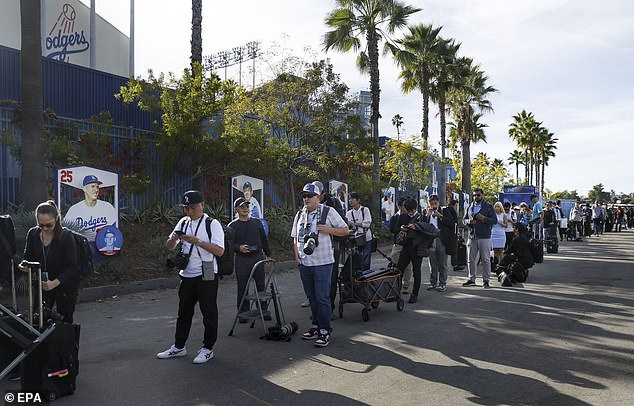 The media lined up to catch a glimpse of Ohtani at his first press conference