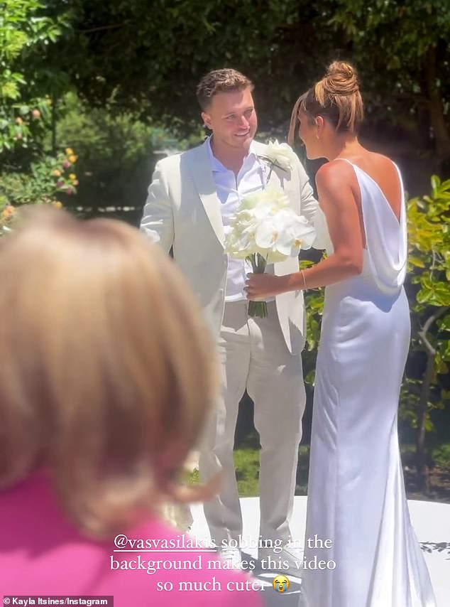 On Monday, Kayla posted images from the ceremony to Instagram, showing her beaming down the aisle.  Jae could barely hold back his tears of joy as he looked at his bride