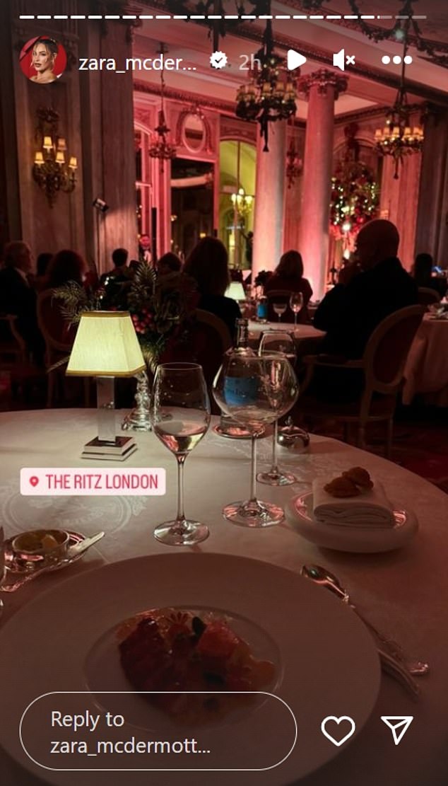 The couple enjoyed a meal at The Ritz in London