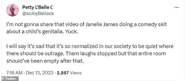 Numerous people took to Twitter to criticize James' comedic bit in the Netflix special