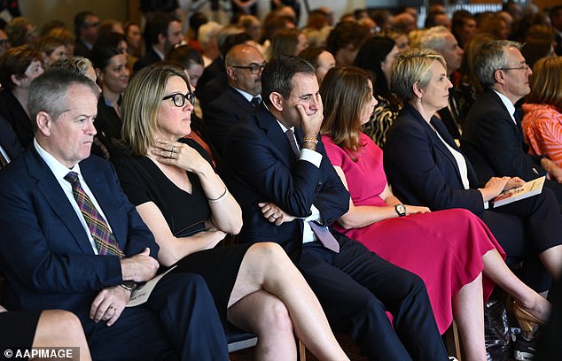 Senior Labor politicians, including Environment Minister Tanya Plibersek and Treasurer Jim Chalmers, fought back tears during the service