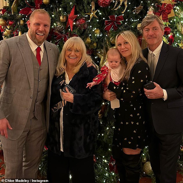 Last week, Chloe's dad Richard Madeley, 67, said he was proud of the way the couple handled their divorce (pictured with the exes and his wife Judy Finnigan)