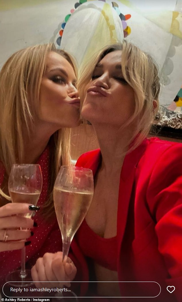 Amanda and Ashley wore festive red bralettes and blazers as they shared a glimpse of their boozy Heart FM Christmas lunch on Instagram