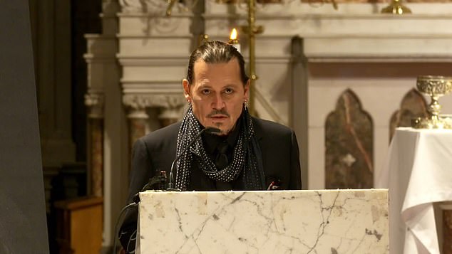 Johnny Depp read the prayers of the faithful during the service in honor of the Pogues icon