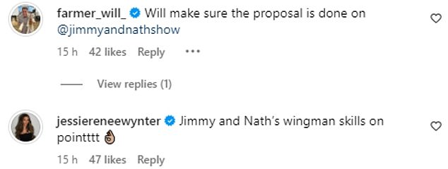 The pair each commented on the clip, as Will promised to propose on the radio show when the time comes