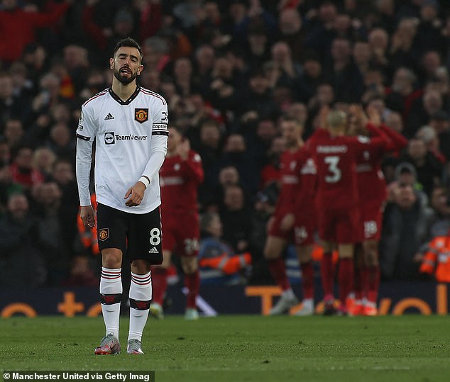 United captain Bruno Fernandes suffered a hissy fit at Anfield in March but will be suspended for Sunday's return visit