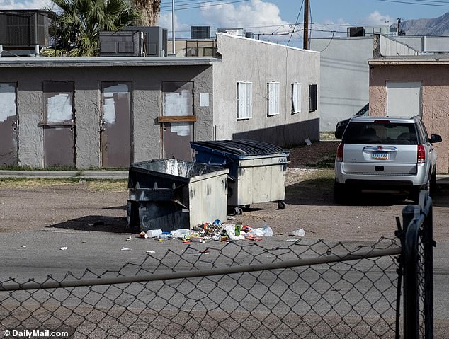 Exclusive photos from DailyMail.com show the scene where the fight took place, behind a sober living home run by the Las Vegas charity Sober Homiez