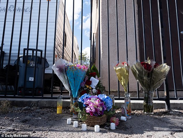 Flowers were left at the scene with a poignant message on one bouquet: 'You are a hero!!!'