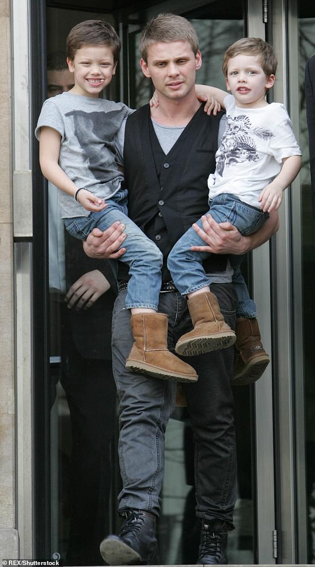 Jeff is pictured leaving the Royal Marsden Hospital with his sons in March 2009, shortly before Jade's tragic death