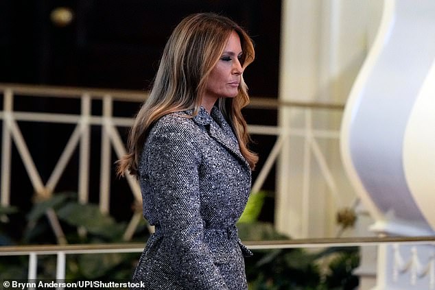 Former first lady Melania Trump arrives for a tribute to former first lady Rosalynn Carter at Glenn Memorial Church at Emory University on Tuesday, November 28, 2023 in Atlanta, Georgia