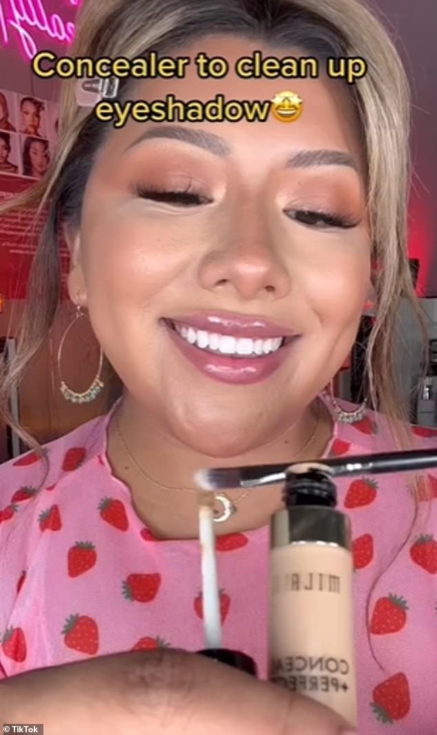 She also revealed that concealer helps clear up any eyeshadow fallout from application