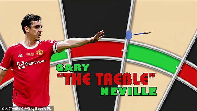 Gary 'The Treble' Neville wore a darts shirt during their comedy skit posted online