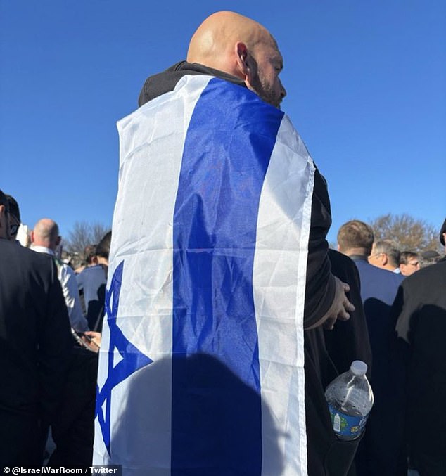 Senator John Fetterman was seen with an Israeli flag draped over his shoulders at the March for Israel rally on the National Mall in November.  Members of the Left-wing Squad have called for the defunding of Israel because the government has killed Palestinian civilians who tried to eradicate Hamas.