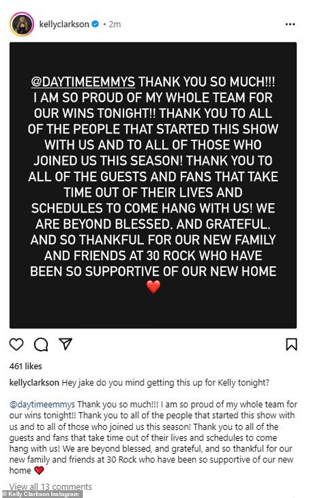 Although she was not present to accept the awards at the event at the Westin Bonaventure Hotel in Los Angeles, she did take to her Instagram to react to the news