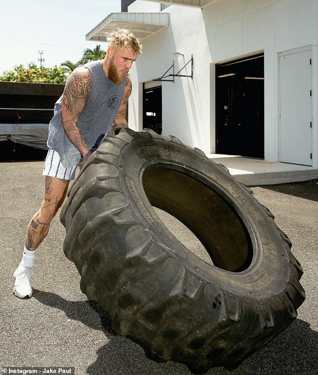 Tire flipping is part of the training, which Paul says is 'Everything you see in the movies'