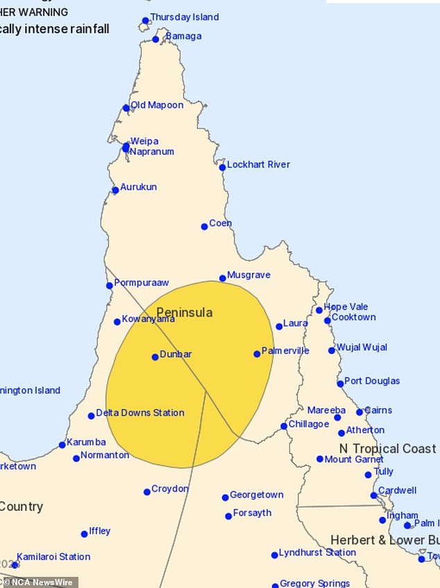 The Bureau of Meteorology warns parts of North Queensland (above) will be hit by heavy rainfall on Saturday