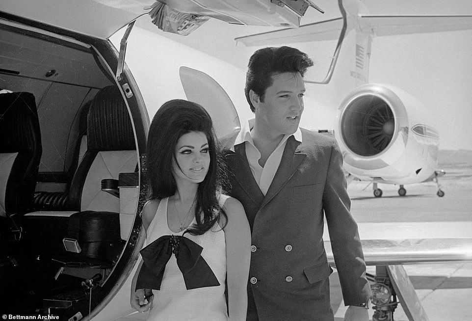 Presley's two other jets are currently at Graceland in Memphis, Tennessee.  He can be pictured above outside one of them with Priscilla Presley