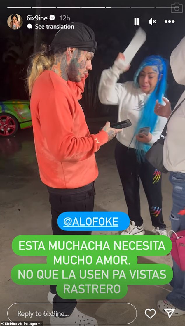 In one of the videos, Viral is seen threatening 6ix9ine with a knife outside a house and repeatedly telling the rapper to 
