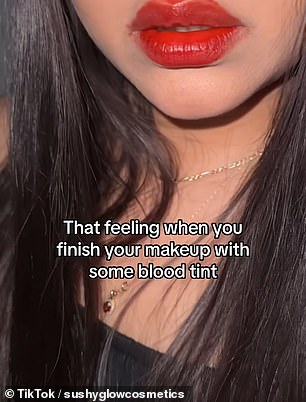 Blood tones can be used as lipstick or blush to complete a vampire look