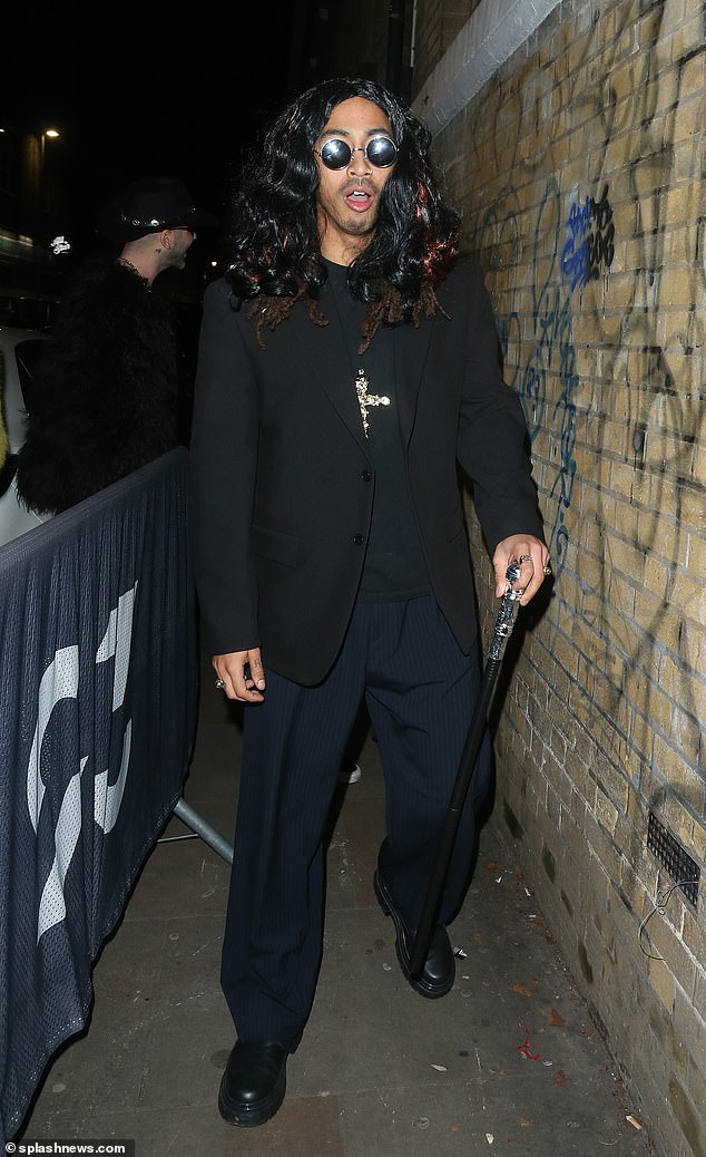 Her boyfriend Jordan Stephens, 31, who rose to fame as half of hip-hop duo Rizzle Kicks, arrived dressed as Ozzy Osbourne