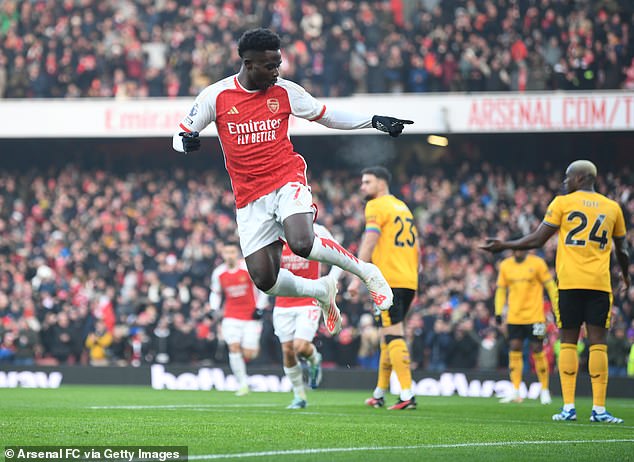 Bukayo Saka has scored five goals and six assists for the Gunners so far this season