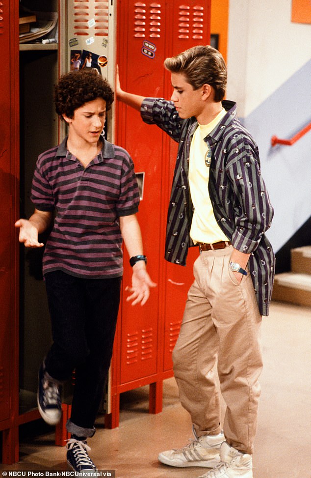 The actor was just 15 when Saved By the Bell debuted in 1989 and revealed that he discovered early on that he wasn't in a children's company (pictured with Dustin Diamond)