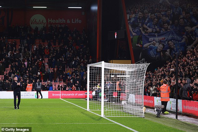 The Hatters boss was visibly emotional as he completed a lap around the pitch to applaud both sets of supporters