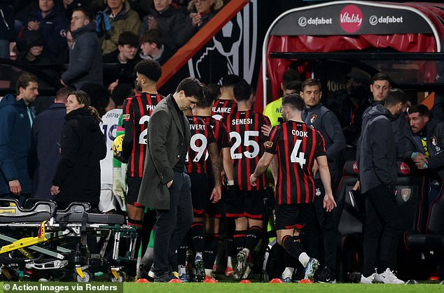 The Bournemouth and Luton players were taken off the field by referee Simon Hooper