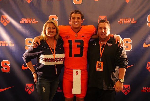 Then-Syracuse QB Tommy DeVito Jr.  is seen with his parents, Alexandra and Tommy Sr.