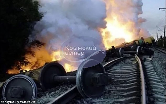 Separately, partisans blew up a train used to transport fuel and ammunition from annexed Crimea to Melitopol and Dniprorudne, both in the Zaporizhia region.