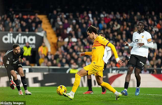 Felix struck from close range with a tap-in after Frenkie de Jong hit a ball over Valencia's defense