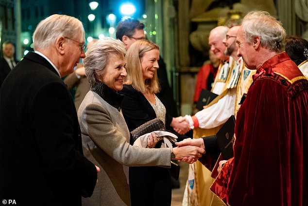 The Duke and Duchess of Gloucester arrive for the service at Westminster Abbey