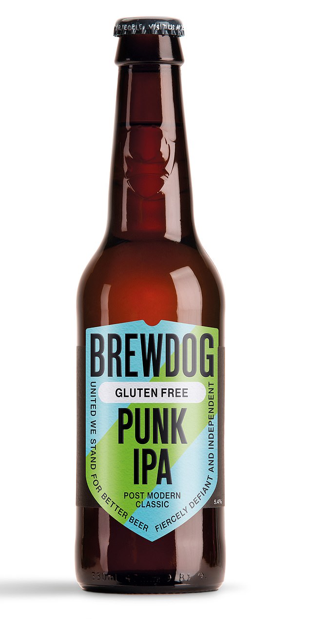 4 Brewdog Punk IPA gluten-free.  5.4% ABV, £6.25 for four 330ml cans, tesco.com