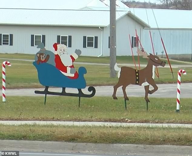 The exhibit has since returned with the addition of Santa Claus after the city received a complaint from the group