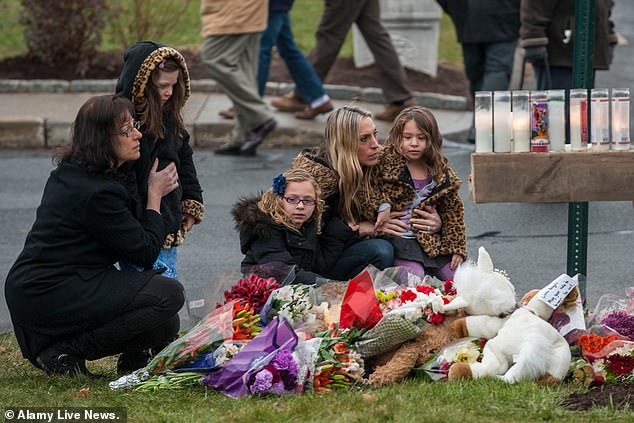 A memorial to the Sandy Hook victims is pictured on December 16, 2012. Jones claimed the shooting was faked by people who wanted to restrict America's right to own guns.