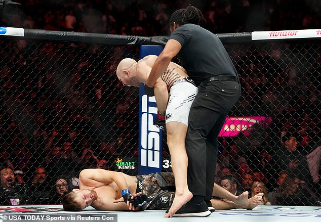 The knockout occurred at 1:57 when Mitchell lay stiff on the canvas and was unable to get up for the official decision.