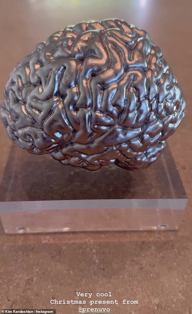 The reality star explained behind the camera, “So, how cool is this.  The Prenuvo people made me a sculpture of my brain.  This is like my real brain