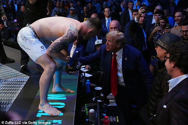 The Trump-supporting fighter made sure to see his idol before his fight with Leon Edwards