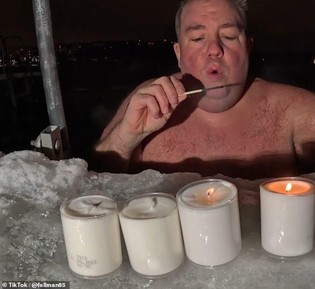 Erik sometimes takes candles with him to accompany his nighttime swims