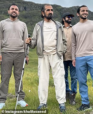 The Sheikh reportedly visits the Inverinate Estate for a few weeks every year (pictured during an August walk in Scotland)