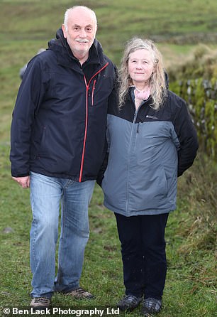 Graeme Philips, 62, walked to the hole with this partner Sally Williams to celebrate her 61st birthday