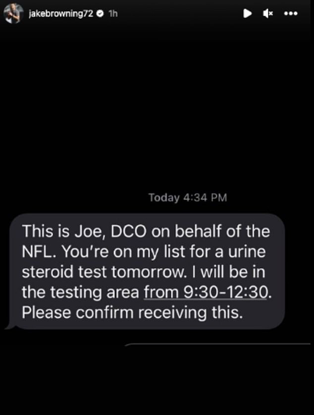 After Saturday's game, Browning received this text, which he posted on an Instagram story