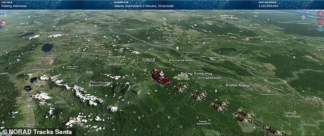 The NORAD tracker will show Father Christmas's location as he makes his journey around the world