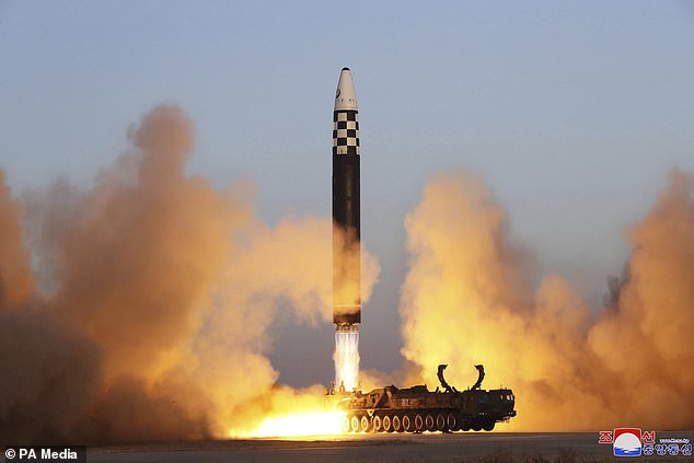 An ICBM during a launch exercise at Sunan International Airport in Pyongyang, North Korea (file)